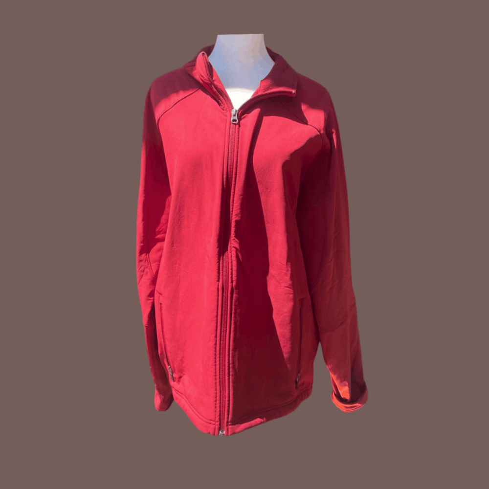L.L. Bean Full Zip Sweater | Red Softshell | Size L Tall | Vintage